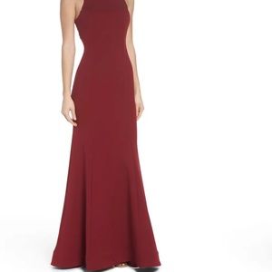 Ruffle back scuba gown